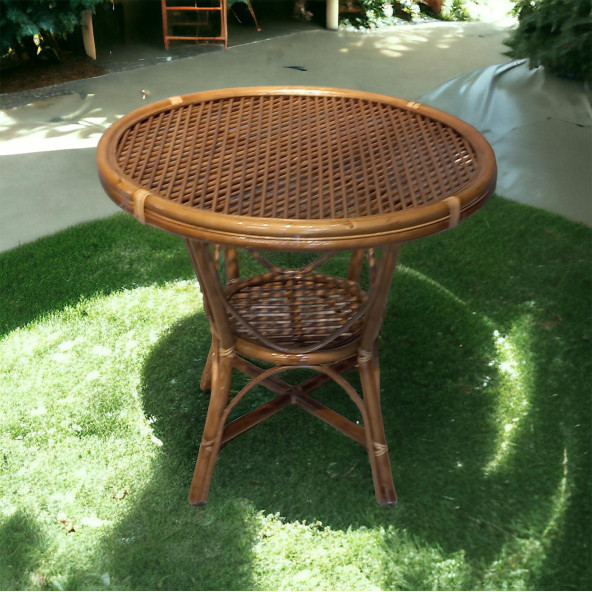 Bambu Yuvarlak Masa 80 cm (CAMSIZ) ürün görseli 1