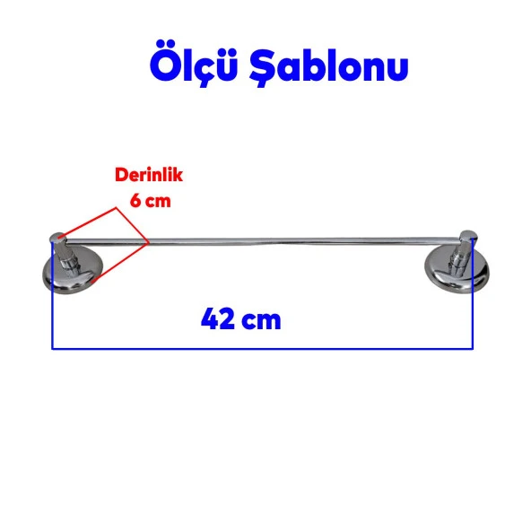 Metal Havluluk Krom Bez Havlu Asma Askısı Aparatı 42 cm Banyo Lavabo Vidalı Askılık Sağlam Askı ürün görseli 1