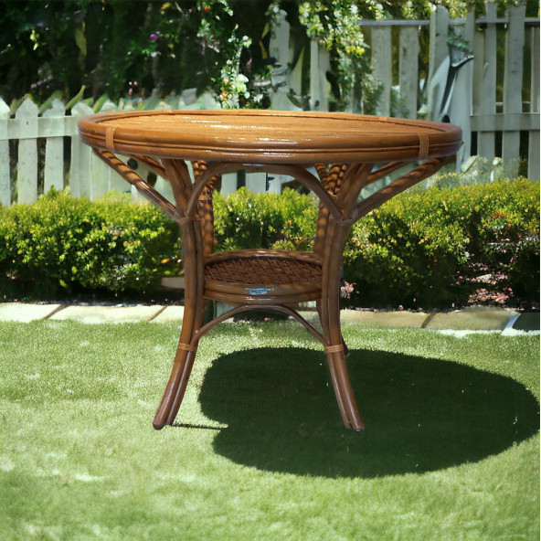 Bambu Yuvarlak Masa 100 cm (CAMSIZ) ürün görseli 1