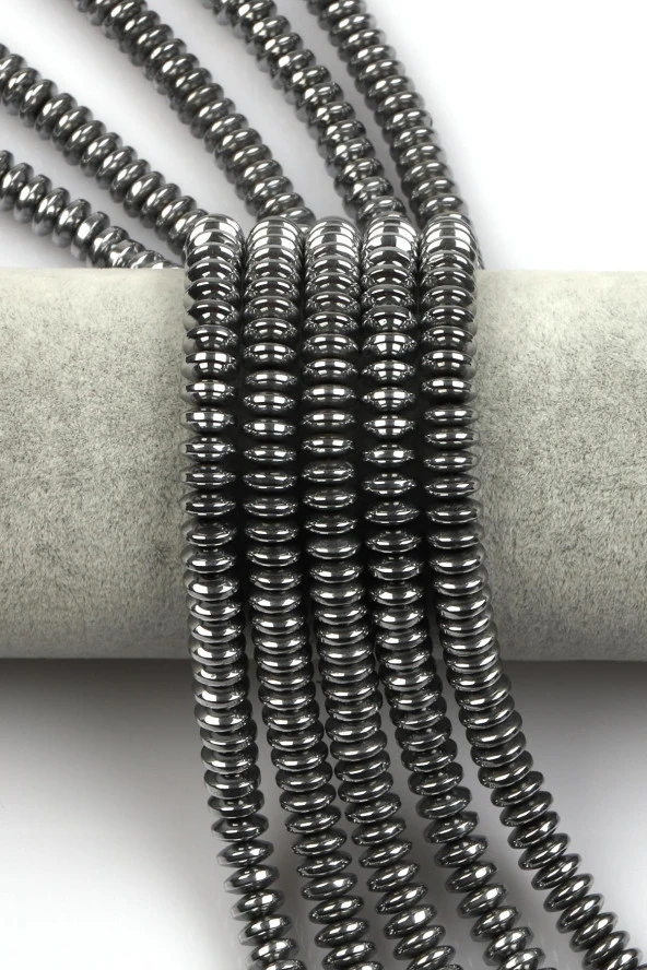 Gümüş Gri Renkli Hematit Dizi 3 x 8 mm Rondel Kesim ürün görseli 1