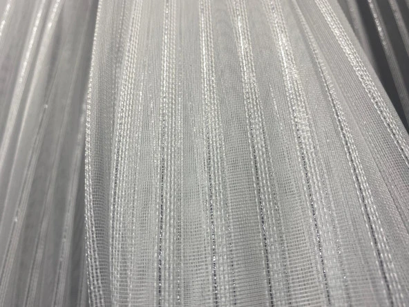 MAKARNA 350 MODEL SİMLİ KIRIK BEYAZ RENK HAZIR DİKİLMİŞ PİLELİ TÜL PERDE 300*260 ürün görseli 1