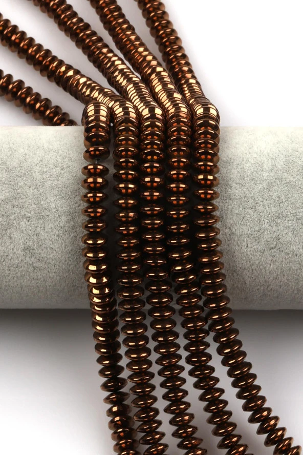 Kahverengi Renkli Hematit Dizi 3 x 8 mm Rondel Kesim ürün görseli 1