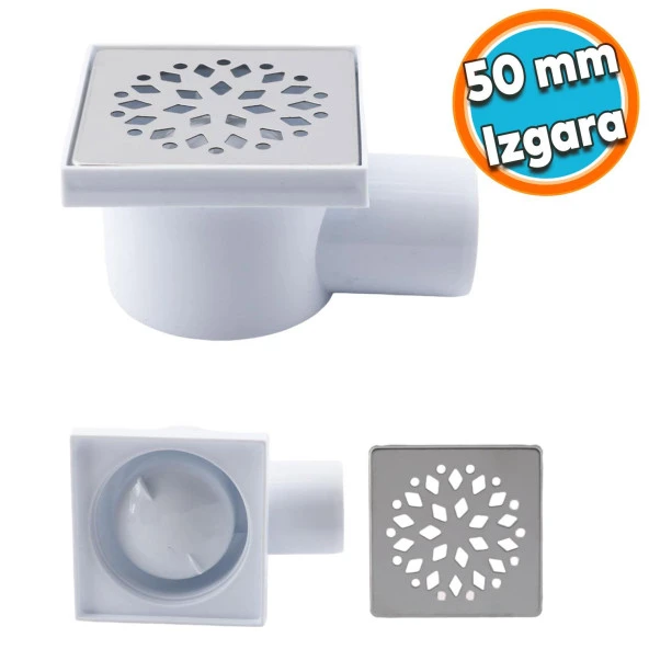 Yer Süzgeci Banyo Izgara Lavabo Pis Su Gideri Kapak Yandan Çıkışlı Yer Sifon Metal Plastik 50 mm ürün görseli 1