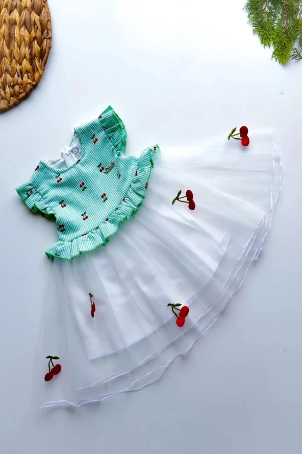 Yazlık Elbise Kısa Kollu Tüllü Tütü Astarlı Kız Çocuk Elbise Bebek Giyim Kız Bebek Elbise ELBKRZ ürün görseli 1