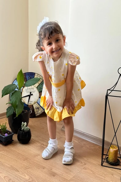 Yazlık Elbise Kısa Kollu Kız Çocuk Elbise Bebek Giyim Kız Bebek Elbise ELBCCKDSN ürün görseli 1