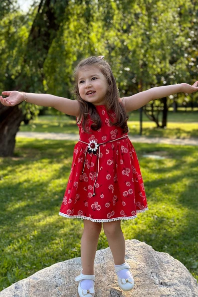 Yazlık Elbise Kısa Kollu Kız Çocuk Elbise Bebek Giyim Kız Bebek Elbise ELBCCKIP ürün görseli 1