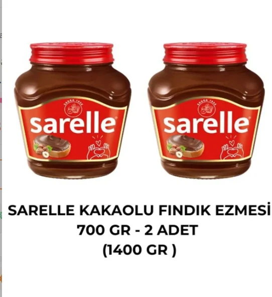 Sarelle Kakaolu Fındık Ezmesi 700 GR (CAM)  - 2 ADET ürün görseli 1