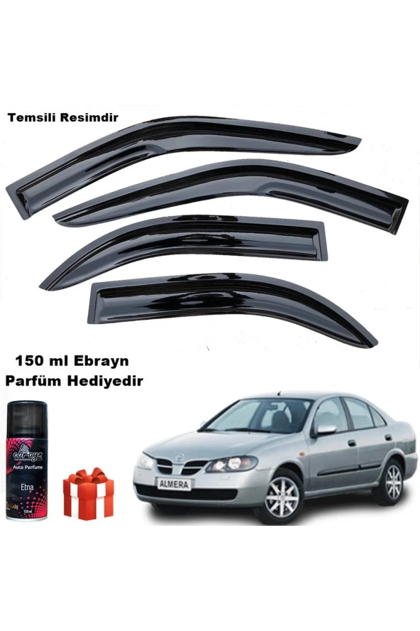 Caraks Nissan Almera Sedan Mügen Cam Rüzgarlığı 2000 - 2008 Arası  4 Lü Takım Koku Hediyeli ürün görseli 1