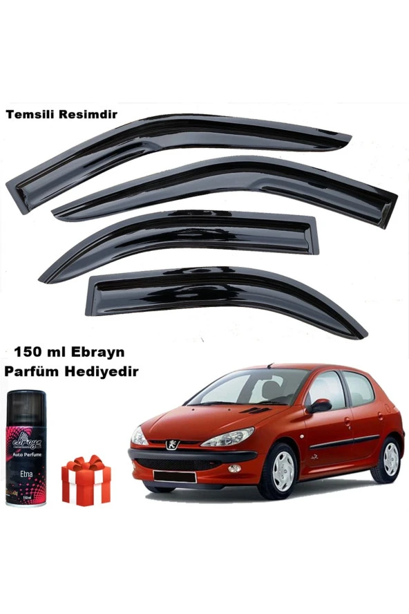 Caraks Peugeot 206 Mügen Cam Rüzgarlığı Hb 1998 - 2012 Arası 4 Lü Takım Koku Hediyeli ürün görseli 1