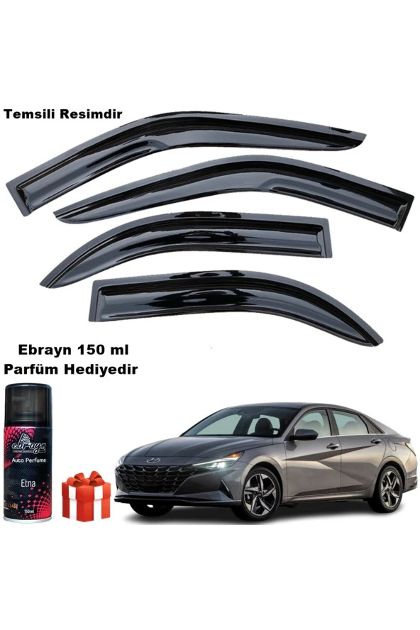 Caraks Hyundai Elantra Mügen Cam Rüzgarlığı 2021 Sonrası 4 Lü Takım Koku Hediyeli ürün görseli 1
