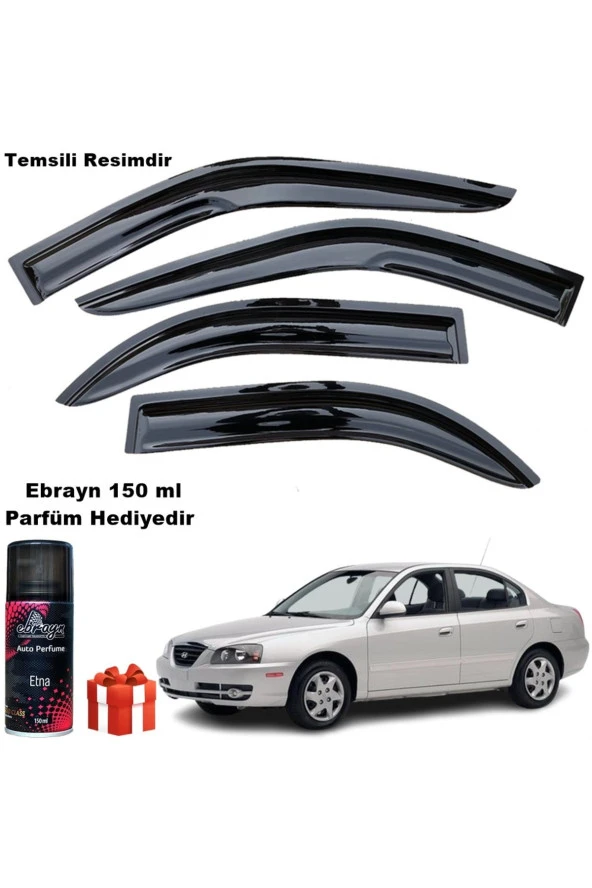 Caraks Hyundai Elantra Mügen Cam Rüzgarlığı 2001-2007 Arası 4 Lü Takım Koku Hediyeli ürün görseli 1