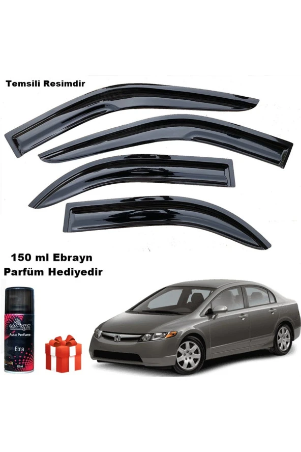 Caraks Honda Civic Mügen Cam Rüzgarlığı 2007 - 2012 Arası 4 Lü Takım Koku Hediyeli ürün görseli 1