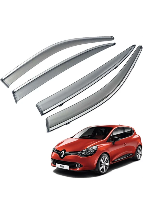 Caraks Renault Clio 4 HB Mügen Cam Rüzgarlığı Kromlu Rüzgarlık ( Paslanmaz Kromlu ) 2012 Sonrası FÜME RENK ürün görseli 1