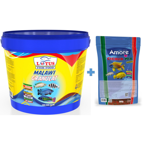 Lotus Lotus Malawi Granulat Kova 3 kg + Cichlid Mix Poşet Balık Yemi 860 gr ürün görseli 1