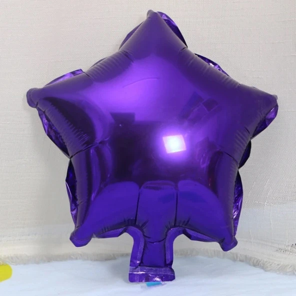 10 İnç Mini Yıldız Folyo Balon Mor 5 Adet ürün görseli 1