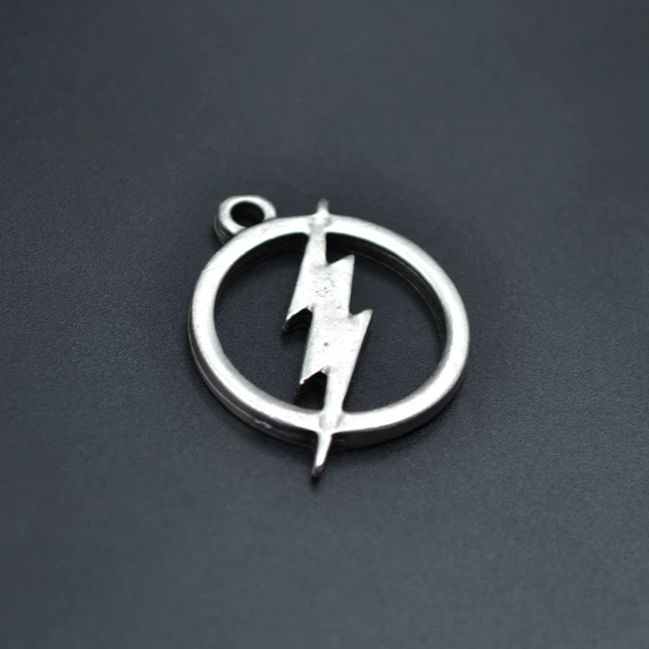 Şimşek - The Flash Kolye Ucu - Antik Gümüş Kaplama - Kod:87 ürün görseli 1