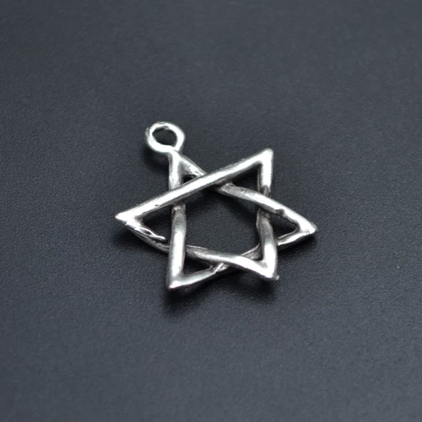 Minimal Pentagram Kolye Ucu - Antik Gümüş Kaplama - Kod:94 ürün görseli 1