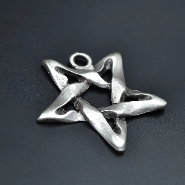 Pentagram Kolye Ucu - Antik Gümüş Kaplama - Kod:139 ürün görseli 1