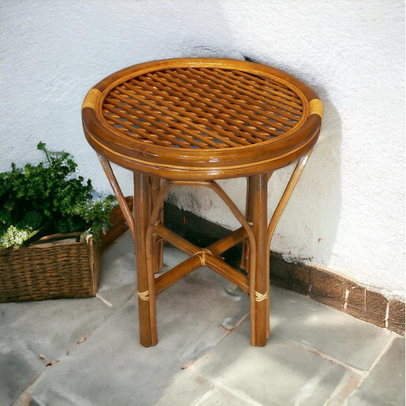 Bambu Yuvarlak Sehpa 50 cm (CAMSIZ) - Resim 2