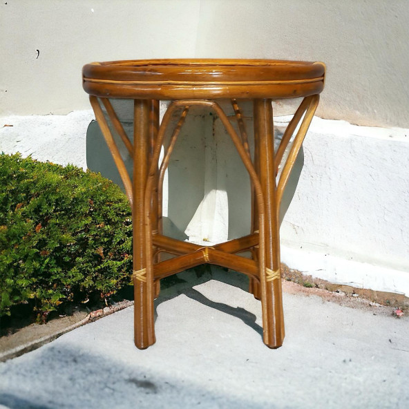 Bambu Yuvarlak Sehpa 50 cm (CAMSIZ) - Resim 3