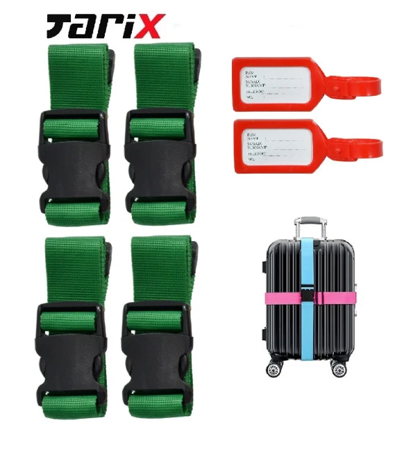 tarix 4 adet Yeşil Valiz kemeri + 2 adet kırmızı valiz etiketi ürün görseli 1