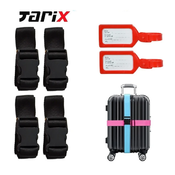tarix 4 adet Siyah Valiz kemeri + 2 adet kırmızı valiz etiketi ürün görseli 1