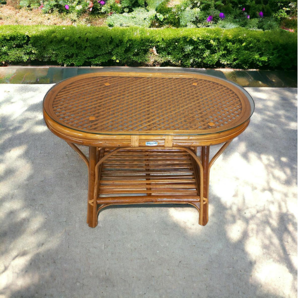 Bambu Oval Sehpa  70X120 cm (CAMSIZ) ürün görseli 1