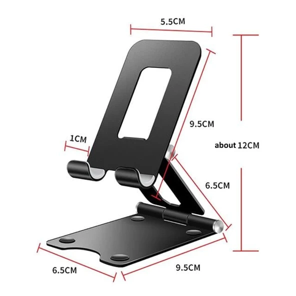 Powermaster A30 Masaüstü Metal Telefon Stand Tutacağı Çift Eksenli Katlanabilir - Resim 7
