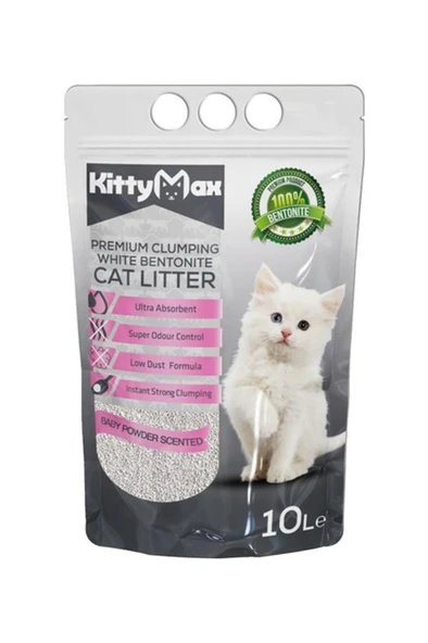 KittyMax Bebek Pudrası Kokulu Bentonit Kedi Kumu 10 Lt ürün görseli 1