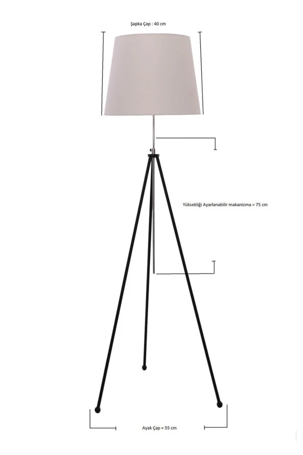 Umur Aydınlatma Tripod Lambader Siyah Ayak Kırmızı Şapkalı ürün görseli 1