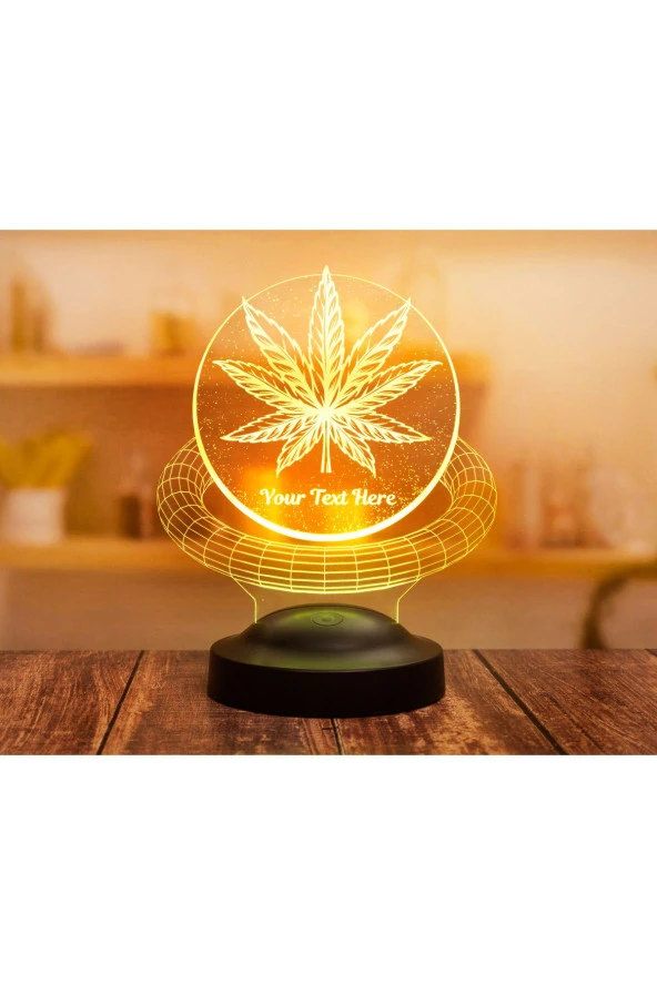 SEVGİ LAMBASI Mucize Bitki Kenevir li 3D Led Lamba, Kişiye Özel Hediye, Dekoratif Masa Lambası, ürün görseli 1