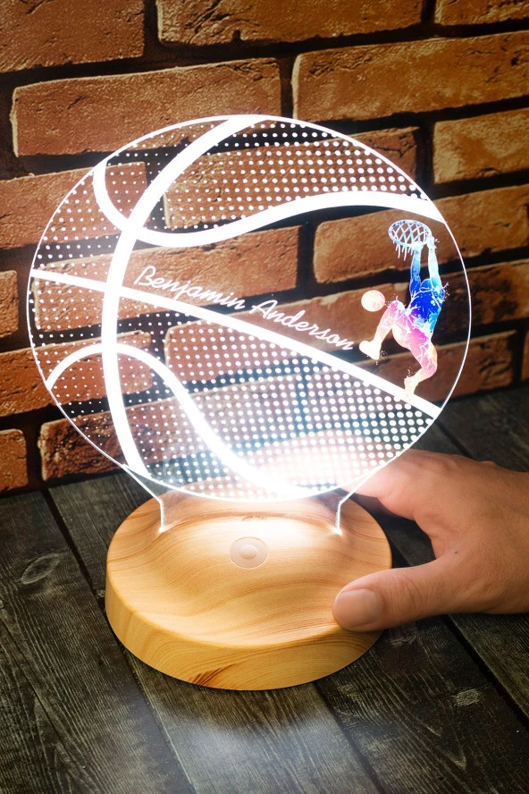 SEVGİ LAMBASI Basketbol Severlere Hediye, İsimli Basketbolcu Hediyesi 3D Led Lamba, Basketbol Topu ürün görseli 1