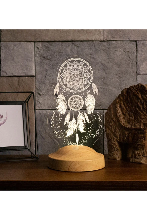 SEVGİ LAMBASI Dreamcatcher Düş Kapanı Gece Lambası, Rüya Kapanı ile Çakra Odası Dekoru, Başucu Led Lamba ürün görseli 1