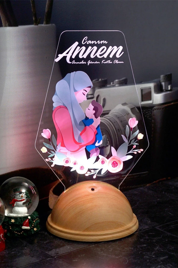 SEVGİ LAMBASI Tesettürlü Anneye Hediye Anne Ve Erkek Bebek Led Lamba, Anneler Gününe Özel Hediyesi Gece Lambası ürün görseli 1