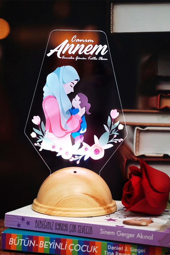 SEVGİ LAMBASI Tesettürlü Anneye Hediye Anne Ve Kız Bebek Led Lamba, Anneler Gününe Özel Hediyesi Gece Lambası ürün görseli 1