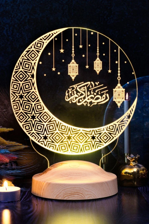 SEVGİ LAMBASI Ramazan Hediyesi, Dini Hediye Hilal & Kandil Hediyesi, Işıklı Ramazan Süsü, Hoşgeldin Ramazan ürün görseli 1