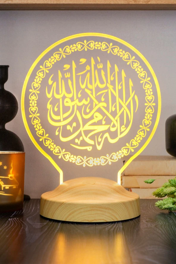 SEVGİ LAMBASI Dini Hediye Led Lamba, Kelime-i Tevhid Işlemeli Gece Lambası, Islami Hediye Kelime-i Tevhid Lamba ürün görseli 1
