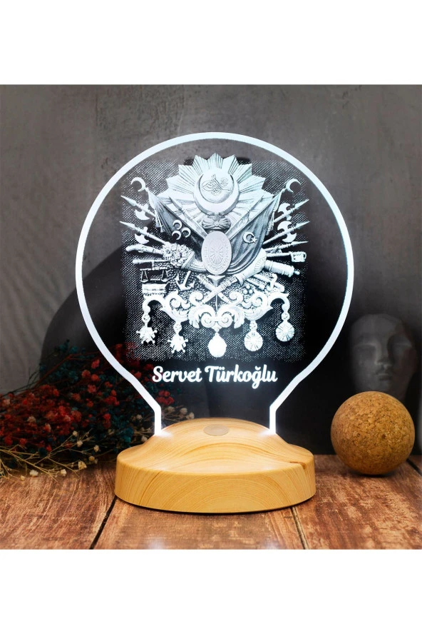 SEVGİ LAMBASI Babaya Hediye, Osmanlı Tuğrası Motifli Led Lamba, Osmanlı Tuğrası Masa Lambası ürün görseli 1