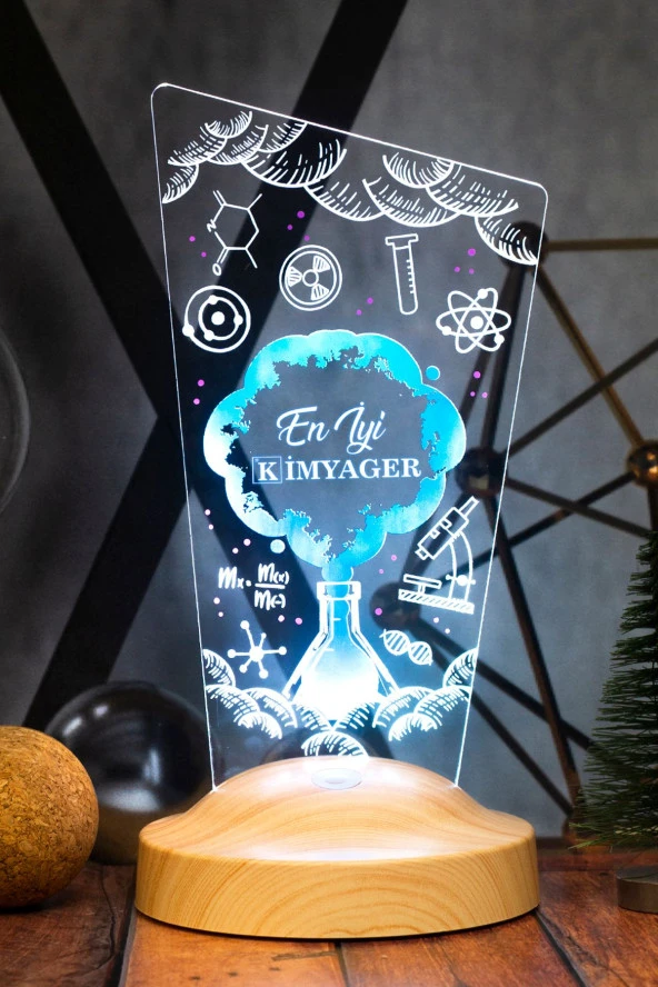 SEVGİ LAMBASI Kimyagere Meslek Hediyesi Led Masa Lambası, Kimya Günü Ve Kimyagerler Haftası Hediye Led Lamba ürün görseli 1
