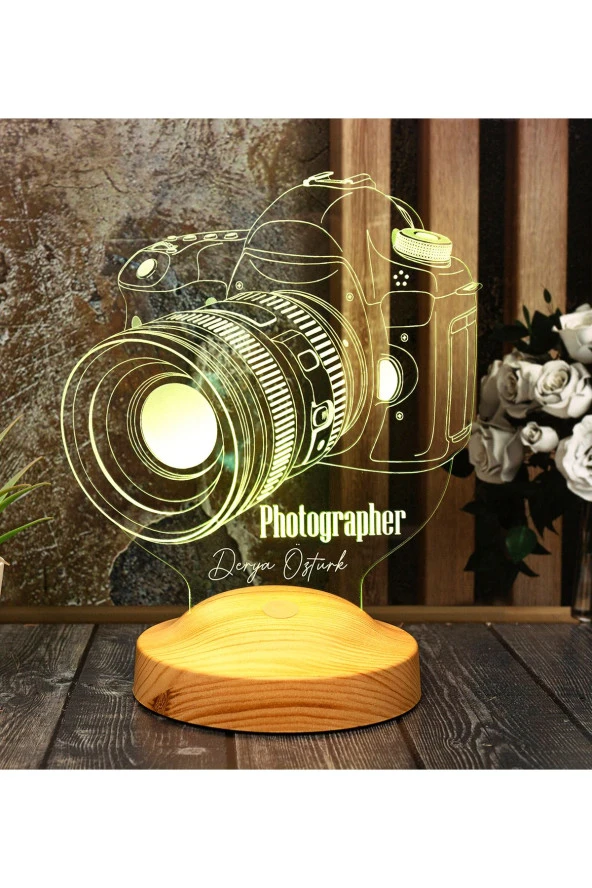 SEVGİ LAMBASI Fotoğrafçı Hediyesi Gece Lambası Dslr Fotoğraf Makinesi 3d Led Lamba ürün görseli 1