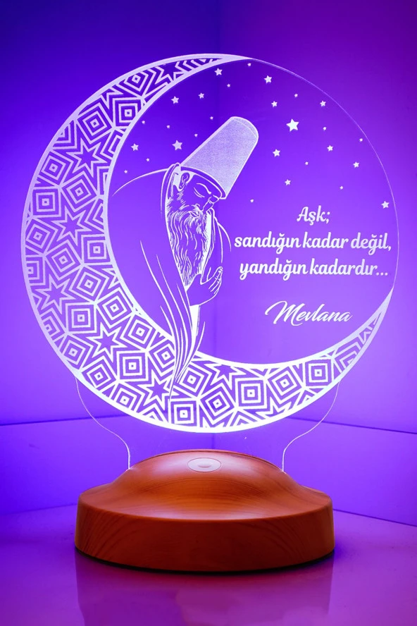 SEVGİ LAMBASI Mevlana Sözleri Resimli, Mevlana, Rumi, Dini Hediye, Islami Hediye, Dini Dekoratif Led Lamba ürün görseli 1