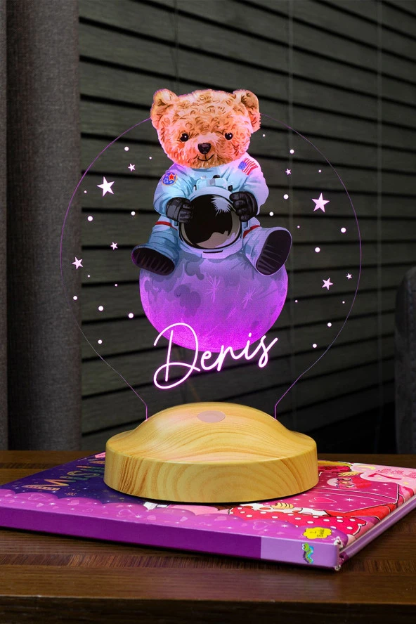 SEVGİ LAMBASI Ayı Teddy, Ayıcık Led Lamba, Doğum Günü Hediyesi Renkli Baskılı Led Lamba Gece Lambası ürün görseli 1