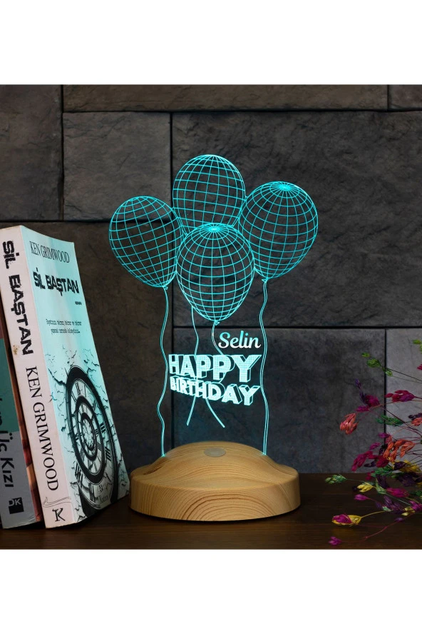 SEVGİ LAMBASI Happy Birthday Hediyesi Doğum Günü Hediyesi Balon 3 Boyutlu Led Lamba ürün görseli 1