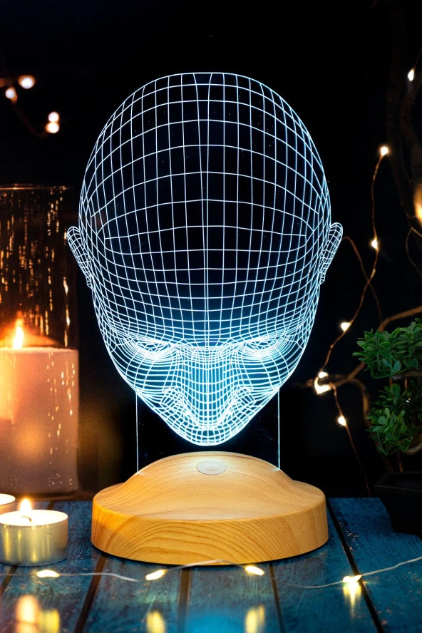 SEVGİ LAMBASI Adam, Kafa, Dijital Artwork Gece Lambası, 3d 3 Boyutlu Led Lamba ürün görseli 1