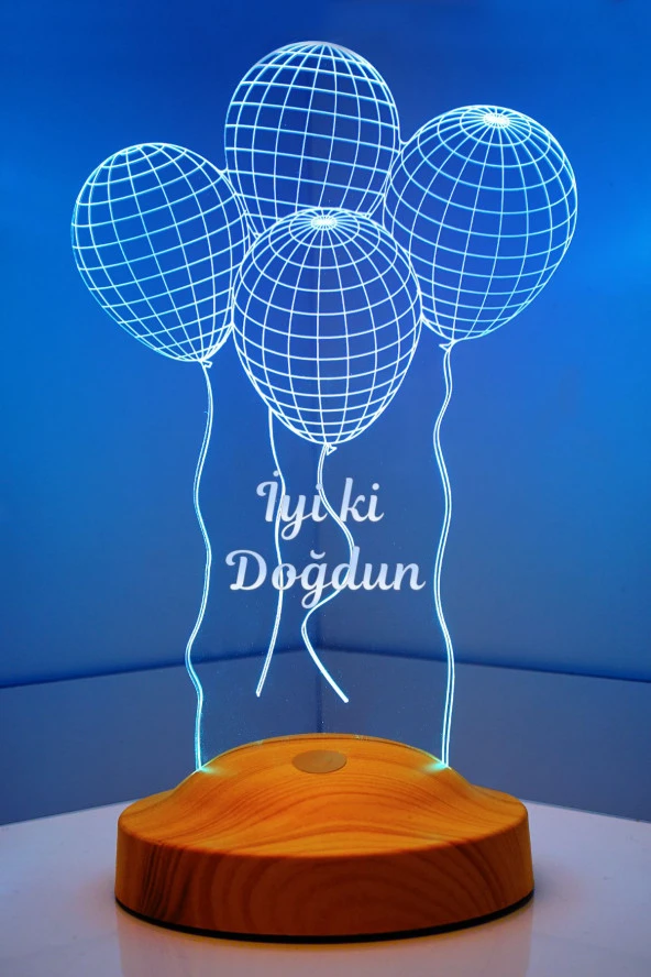 SEVGİ LAMBASI Doğum Günü Hediyesi Balon 3 Boyutlu 3d Led Lamba ürün görseli 1