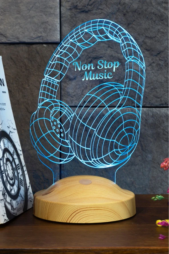 SEVGİ LAMBASI Non Stop Music Kulaklık, Müzisyen Hediyesi, 3d Led Lamba ürün görseli 1