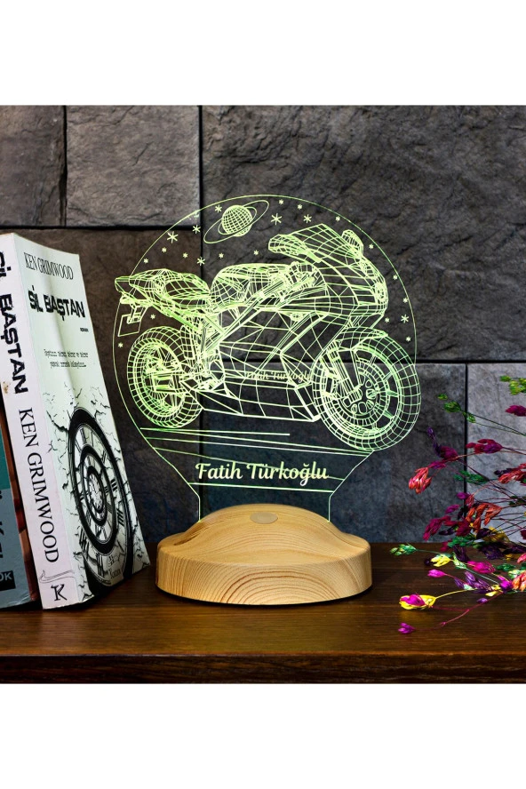 SEVGİ LAMBASI Motor Racing, Motogp, Motosiklet Hayranına Doğum Günü Hediyesi 3d Led Lamba ürün görseli 1