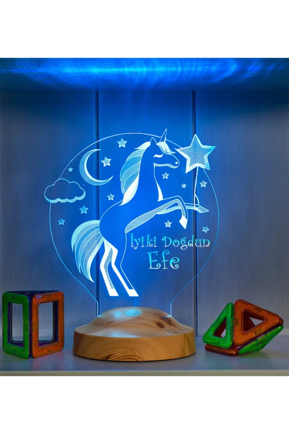 SEVGİ LAMBASI Unicorn Çocuk Odası Hediyesi, Doğum Günü Hediyesi, Iyi Ki Doğdun Prenses Led Lamba ürün görseli 1