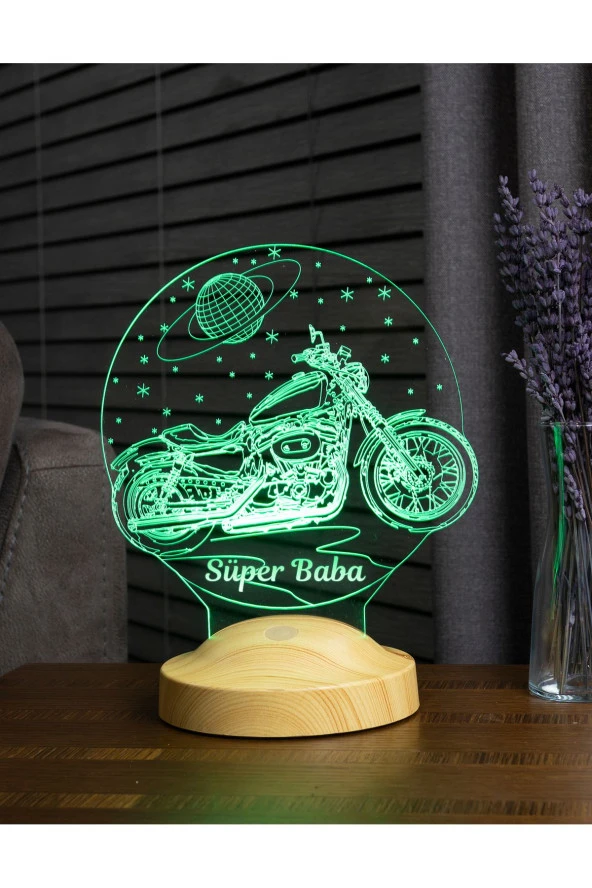 SEVGİ LAMBASI Babalar Günü Hediyesi, Babaya Motor Hediyesi, Süper Baba Motor, Motorsiklet Chopper Led Lamba ürün görseli 1