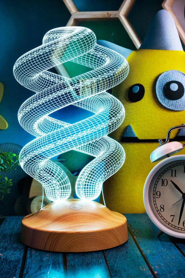 SEVGİ LAMBASI Spiral Şeklinde Gece Lambası, Helezon 3d Led Lamba - Resim 3